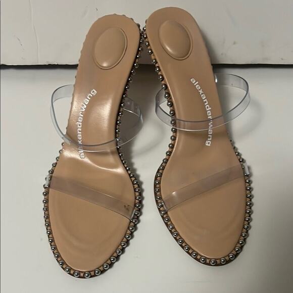 ALEXANDER WANG NOVA 85MM STRAPPY PVC MID HEEL SLIDE SANDALS SIZE‎ 41 - Picture 2 of 9